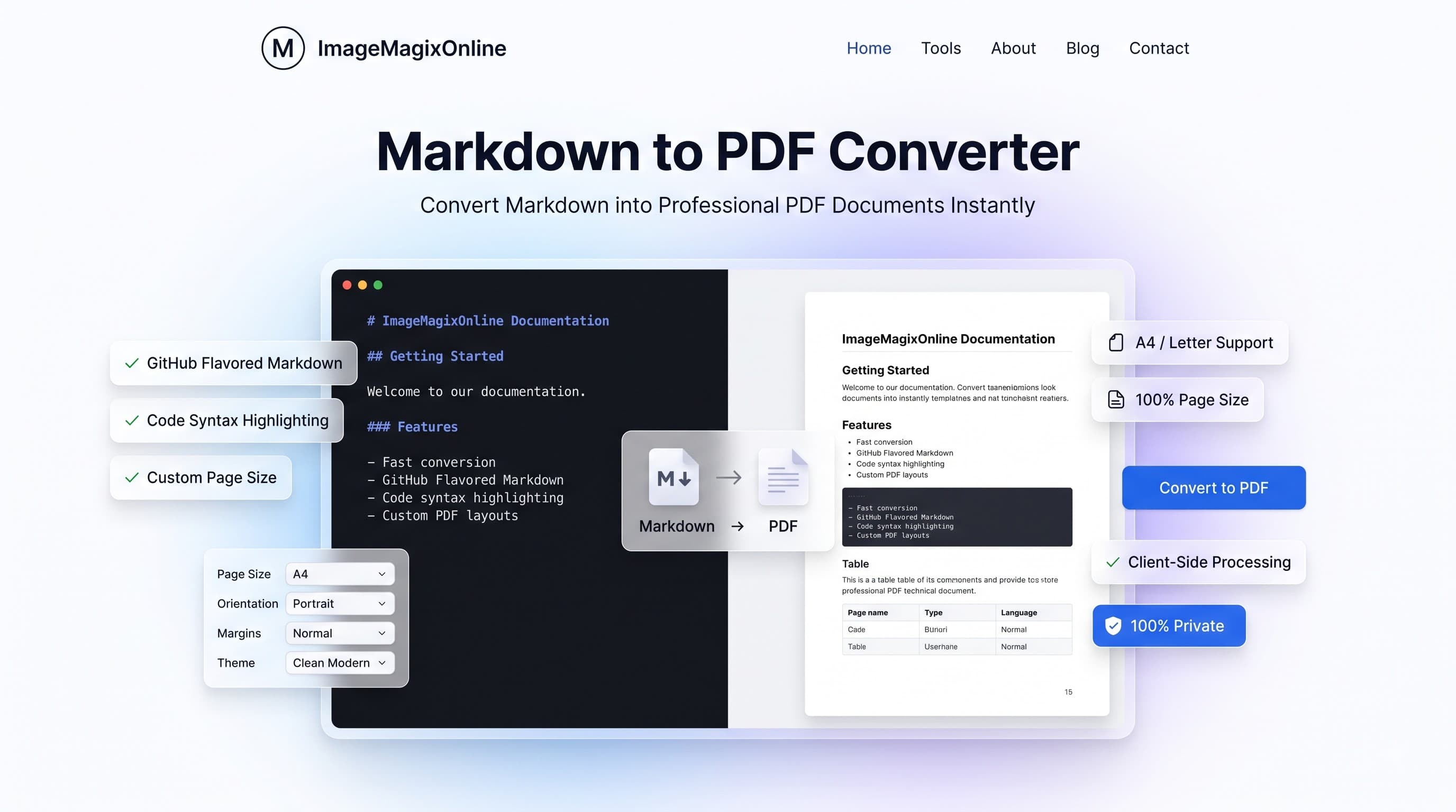 Markdown to PDF Converter tool preview