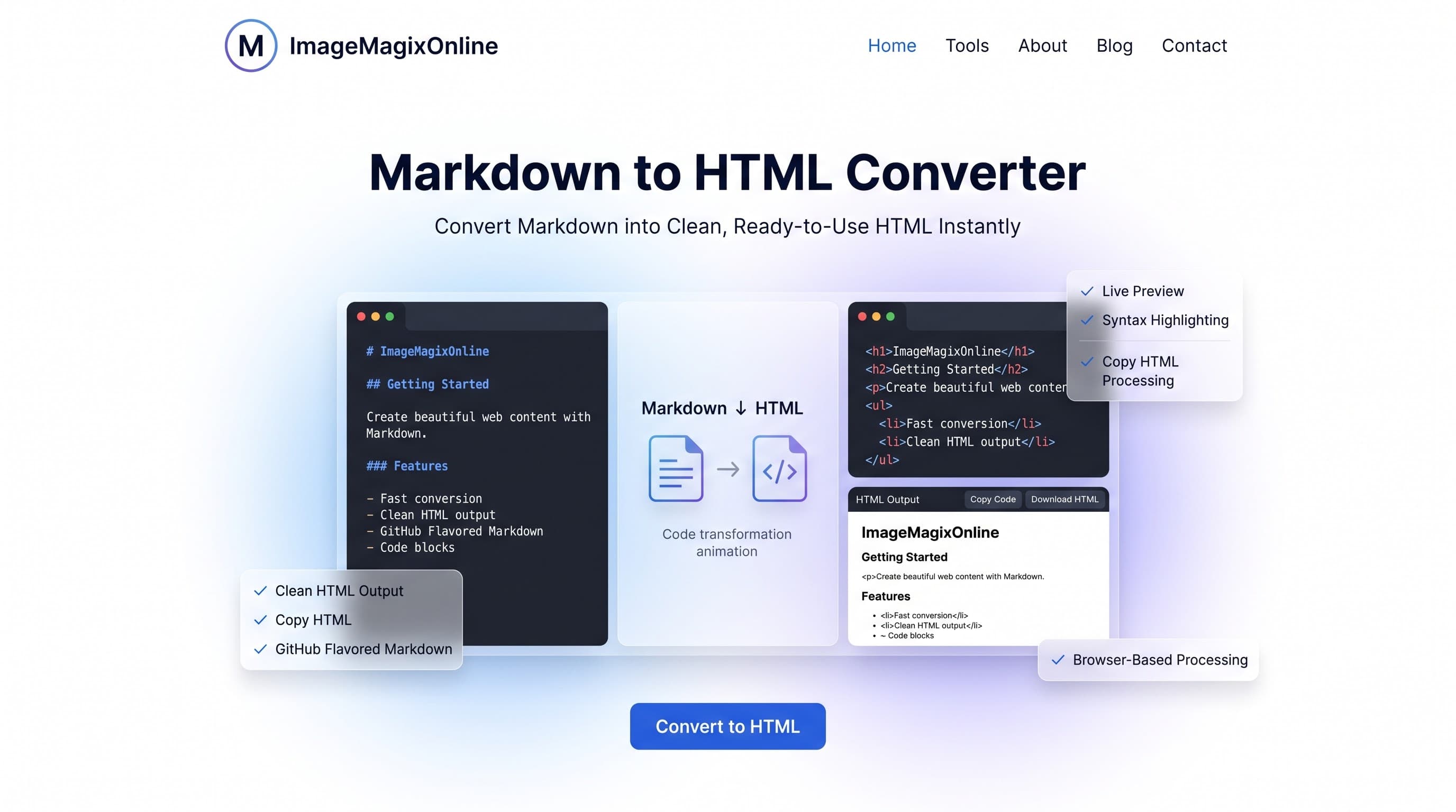 Markdown to HTML Converter tool preview