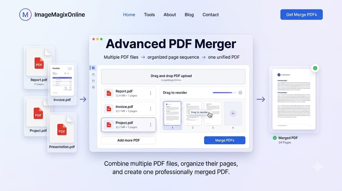 Advanced PDF Merger tool preview