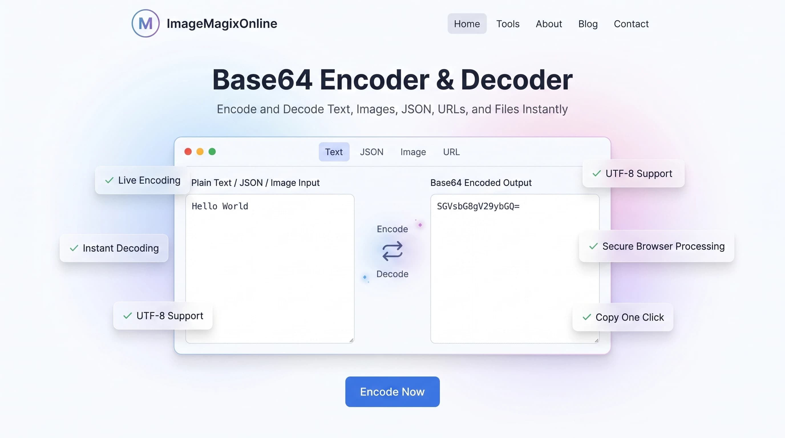 Base64 Encoder/Decoder tool preview