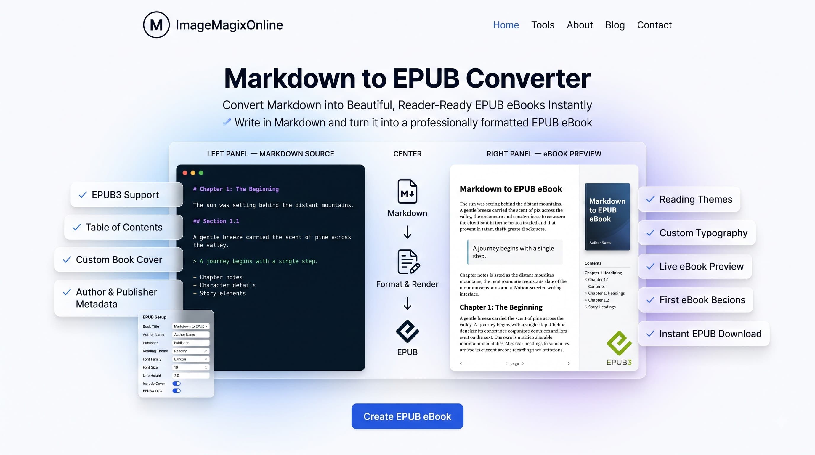 Markdown to EPUB Converter tool preview
